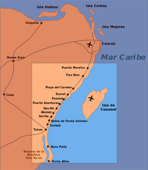 Map of Cancun