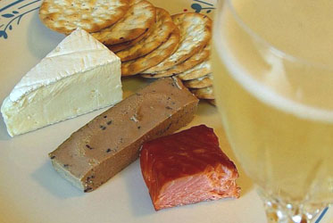 Champagne, Pate, Salmon and Cheese